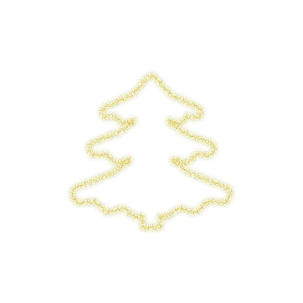 árbol dorado de navidad decoración de brillo dorado brillando destellos sobre fondo blanco transparente. árbol de brillo brillante vectorial para plantilla de diseño de navidad o año nuevo vector