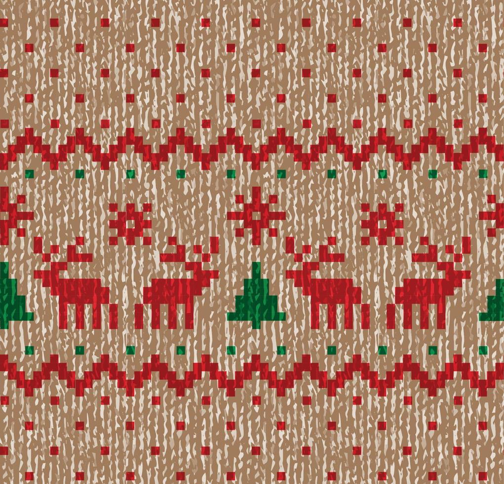 Knitted Christmas and New Year pattern vector