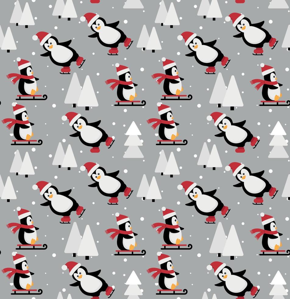 feliz navidad de patrones sin fisuras con pingüinos, en vector. vector