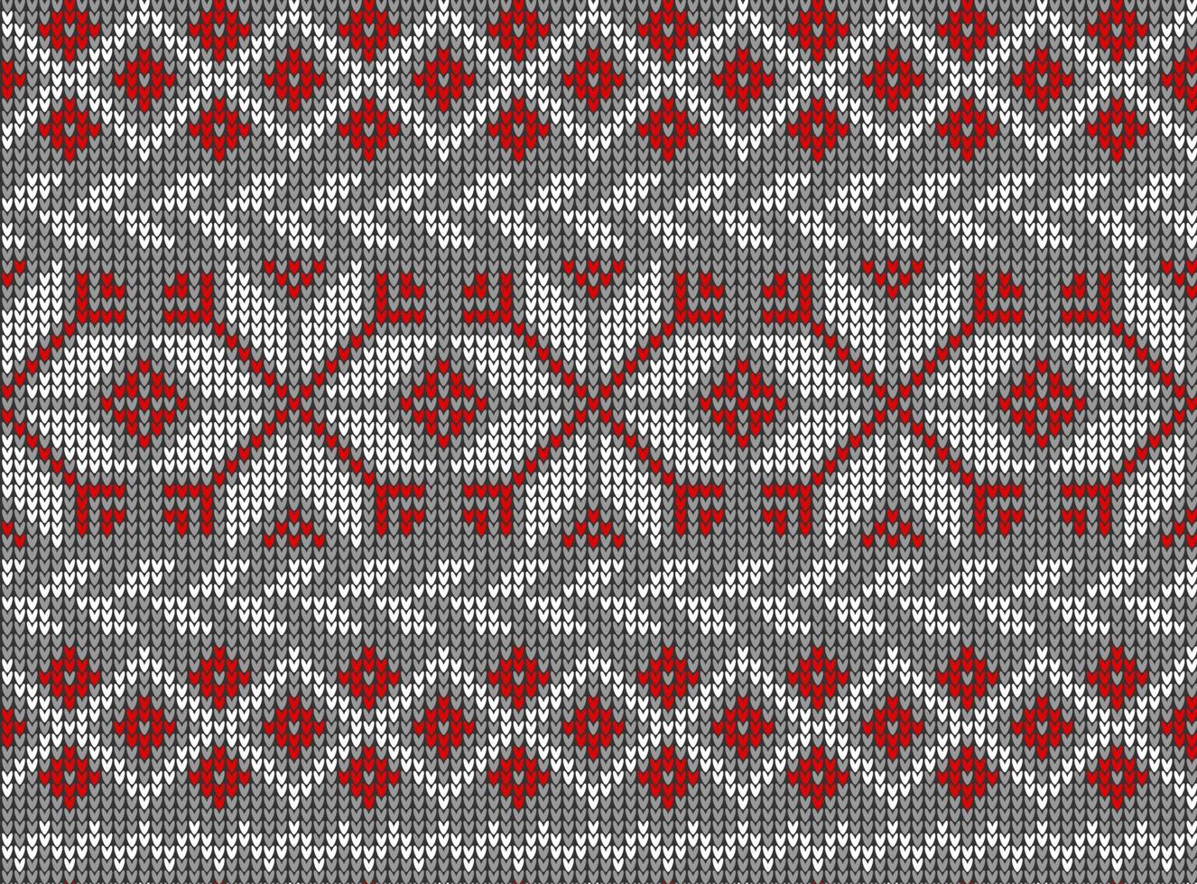Knitted Christmas and New Year pattern. Wool Knitting Sweater Design. Wallpaper wrapping paper textile print. vector