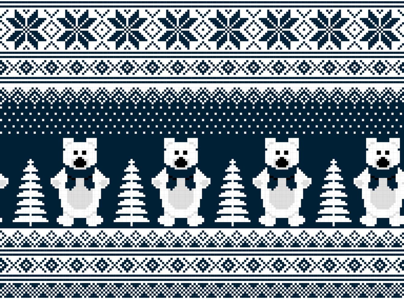 New Year's Christmas pattern pixel in bears vector illustration