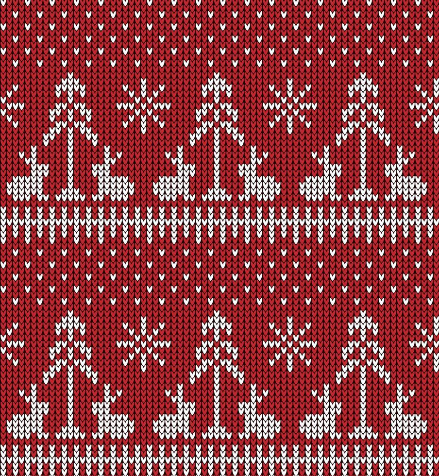 Knitted Christmas and New Year pattern in cow. Wool Knitting Sweater Design. Wallpaper wrapping paper textile print. vector