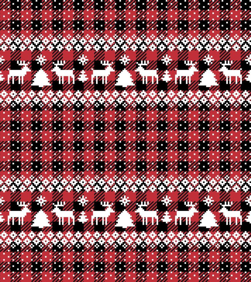 Christmas and New Year pattern at Buffalo Plaid. Festive background for design and print vector