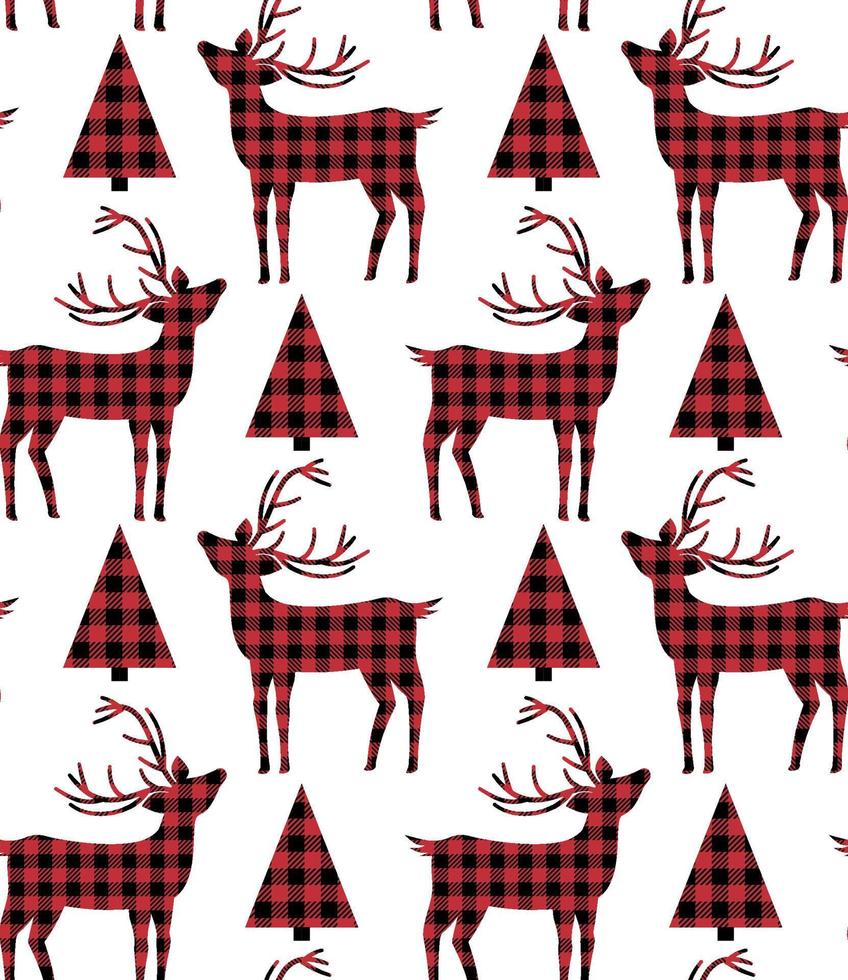 Christmas and New Year pattern at Buffalo Plaid. Festive background for design and print vector