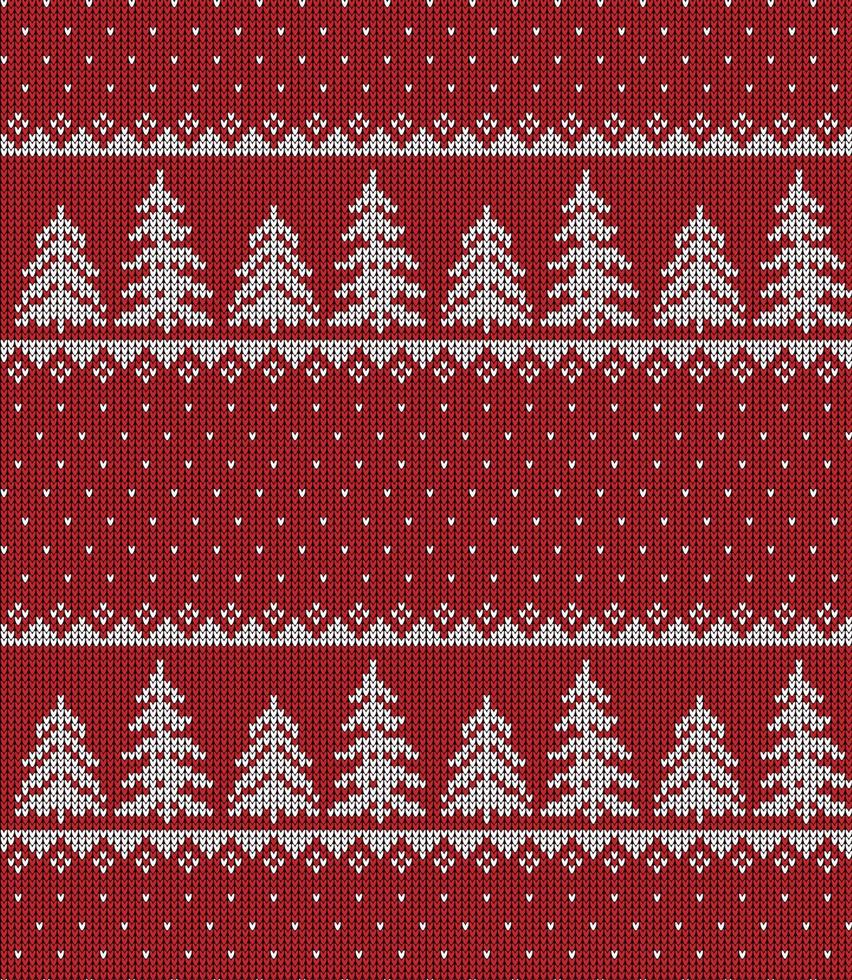 Knitted Christmas and New Year pattern in cow. Wool Knitting Sweater Design. Wallpaper wrapping paper textile print. vector
