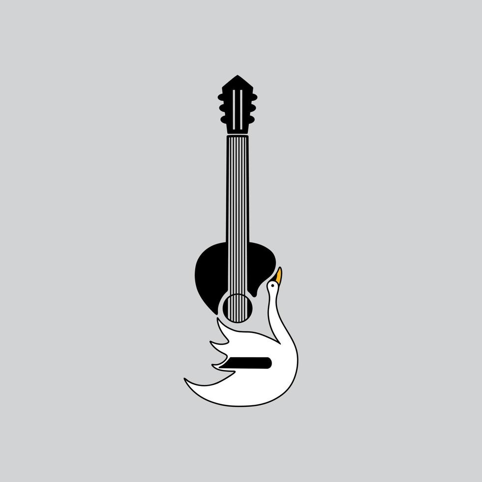 un logotipo de guitarra de cisne mínimo. un excelente logotipo adecuado para cualquier negocio. vector