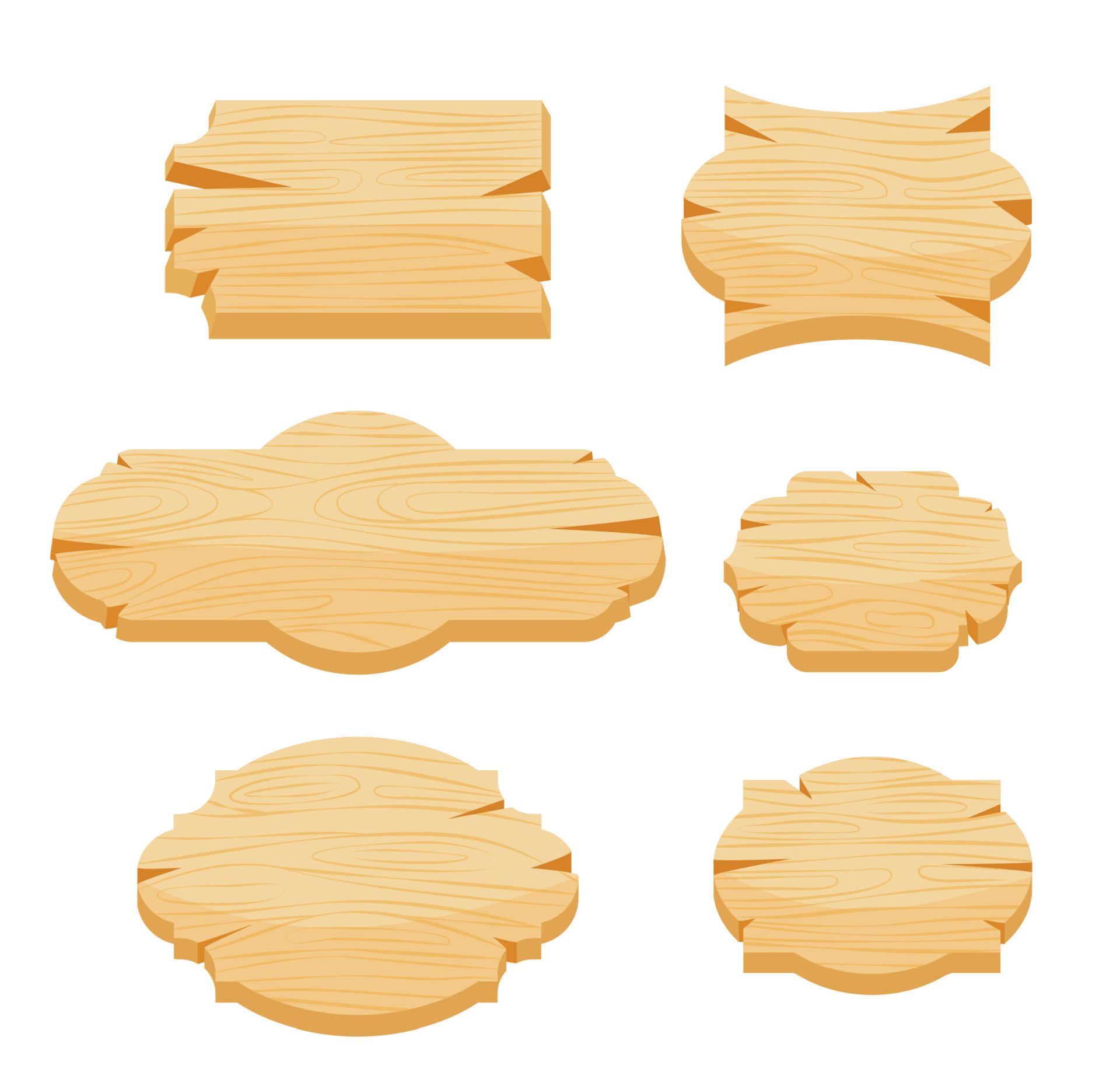Set of 6 shapes wooden sign boards. Vector illustration 16087879 Vector