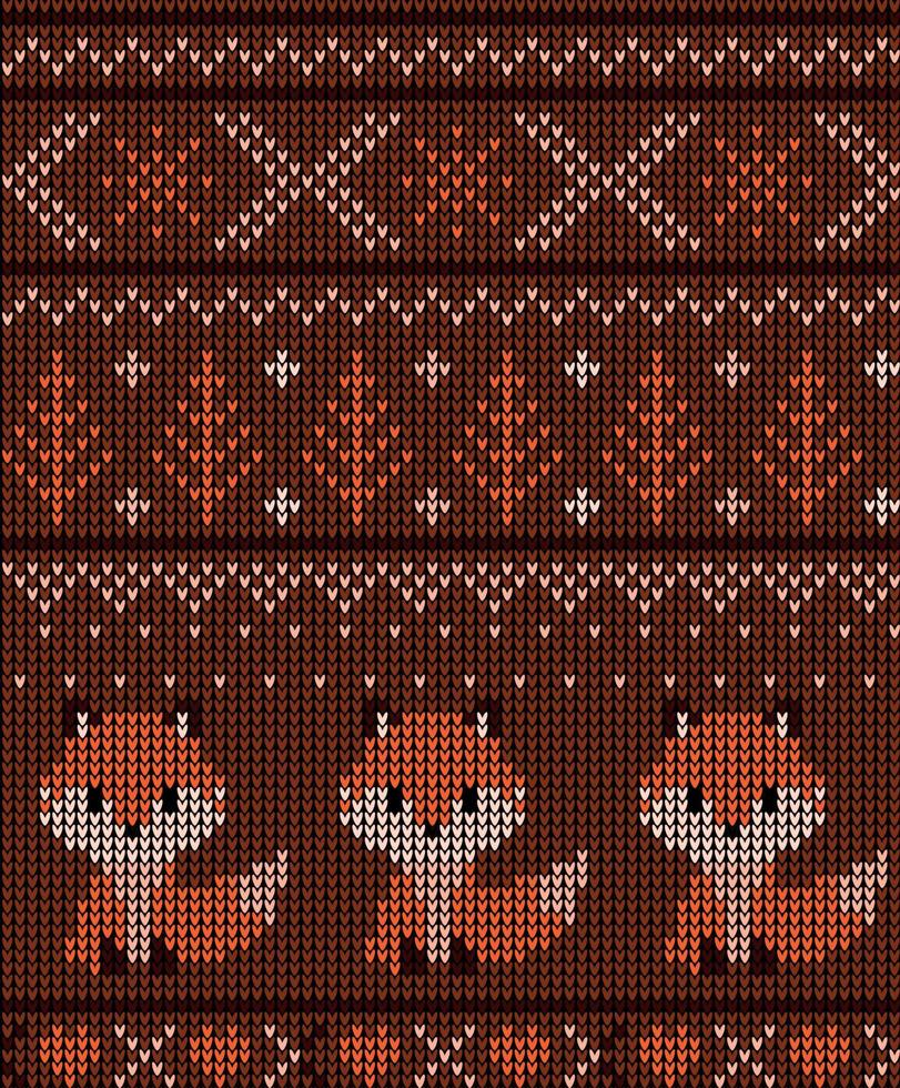 New Year's Christmas pattern knitted with foxes vector illustration eps