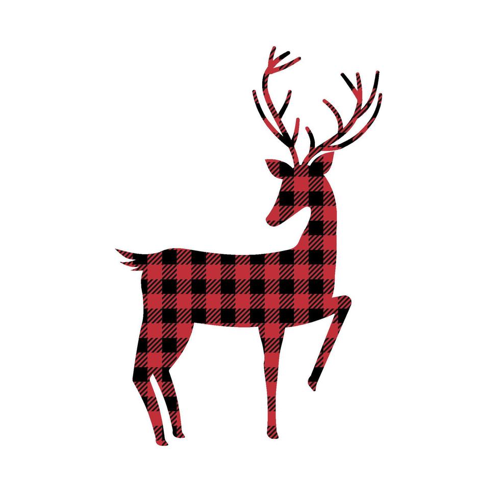deer pattern at Buffalo Plaid. Festive background for design and print esp vector