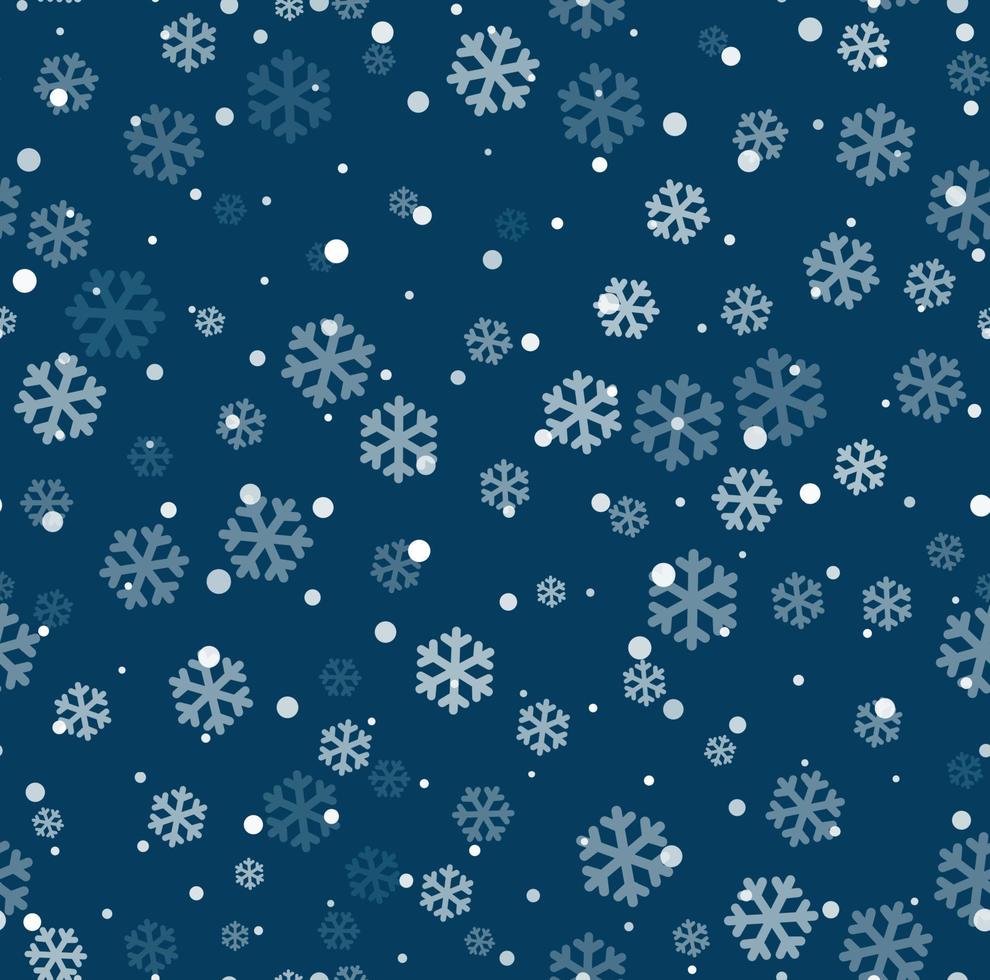 Patrón de Navidad de invierno transparente de vector con copos de nieve