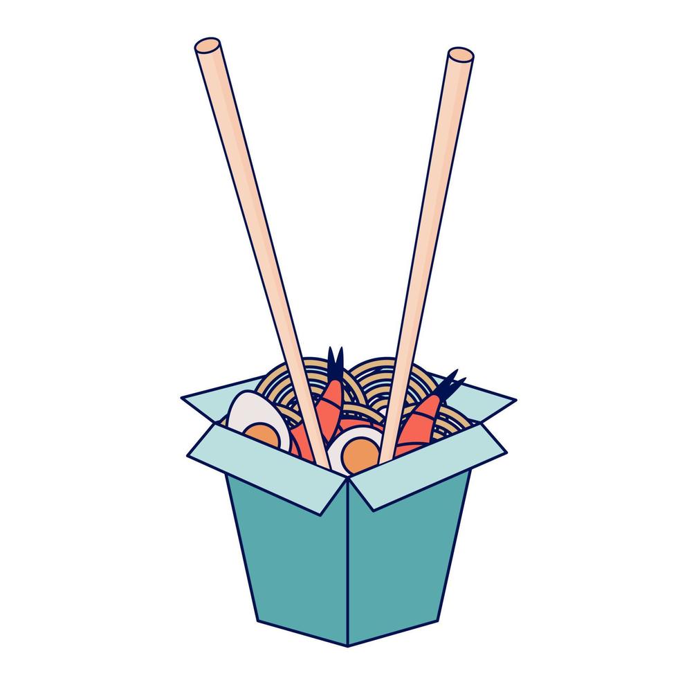 wok box with noodle vector