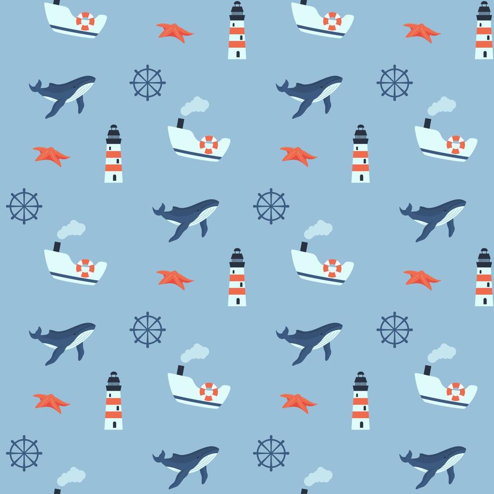 marine seamless pattern vector