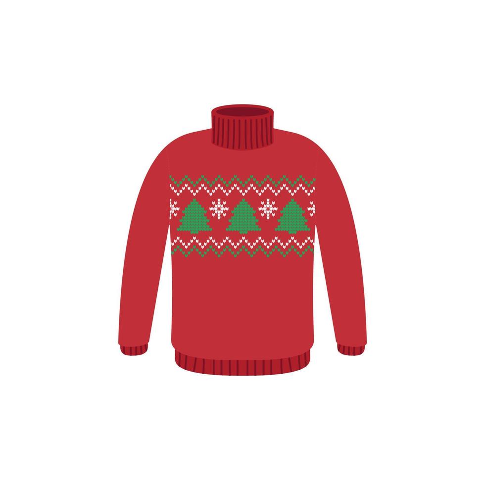 Vector ugly sweaters for Christmas party. Knitted jumpers with winter patterns esp