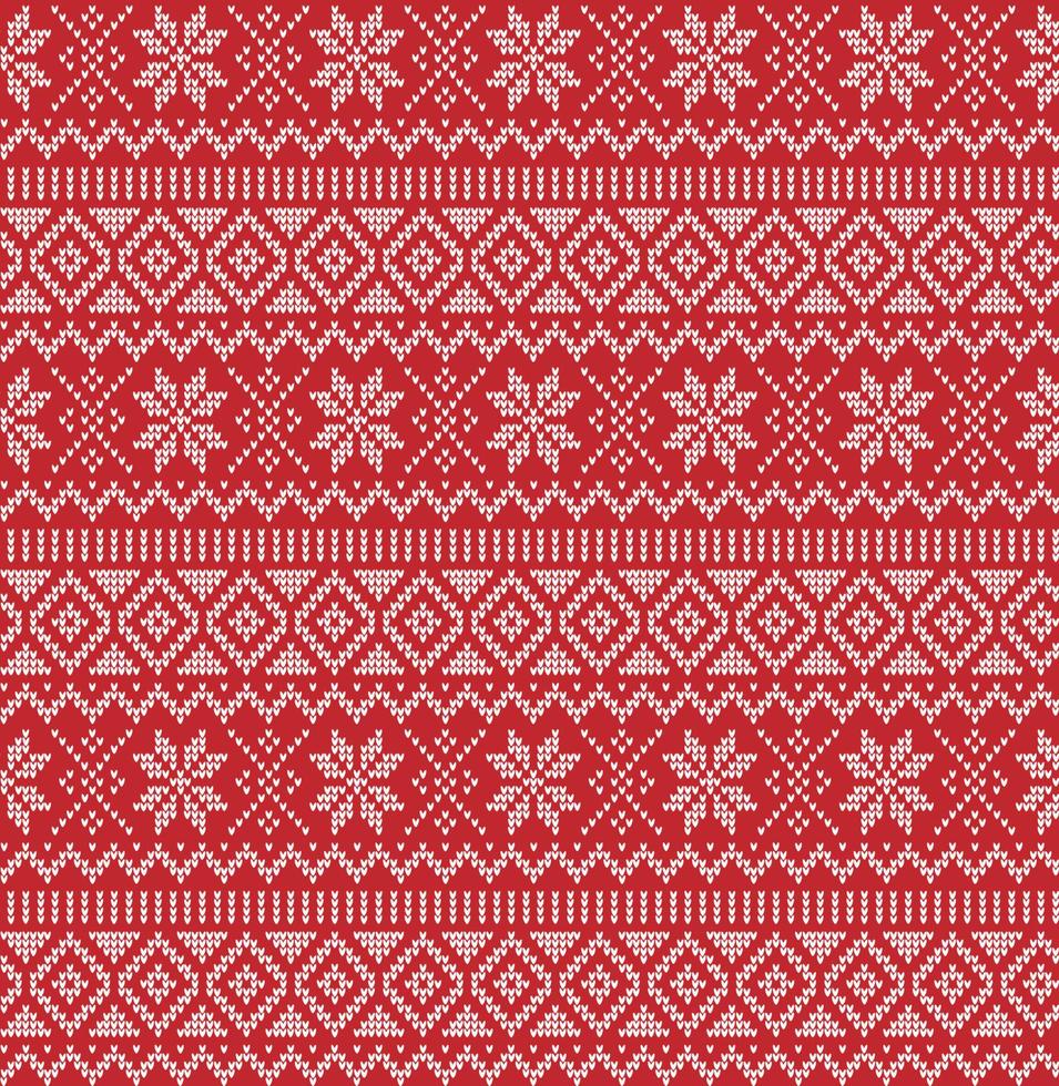 Knitted Christmas and New Year pattern. Wool Knitting Sweater Design. Wallpaper wrapping paper textile print. vector
