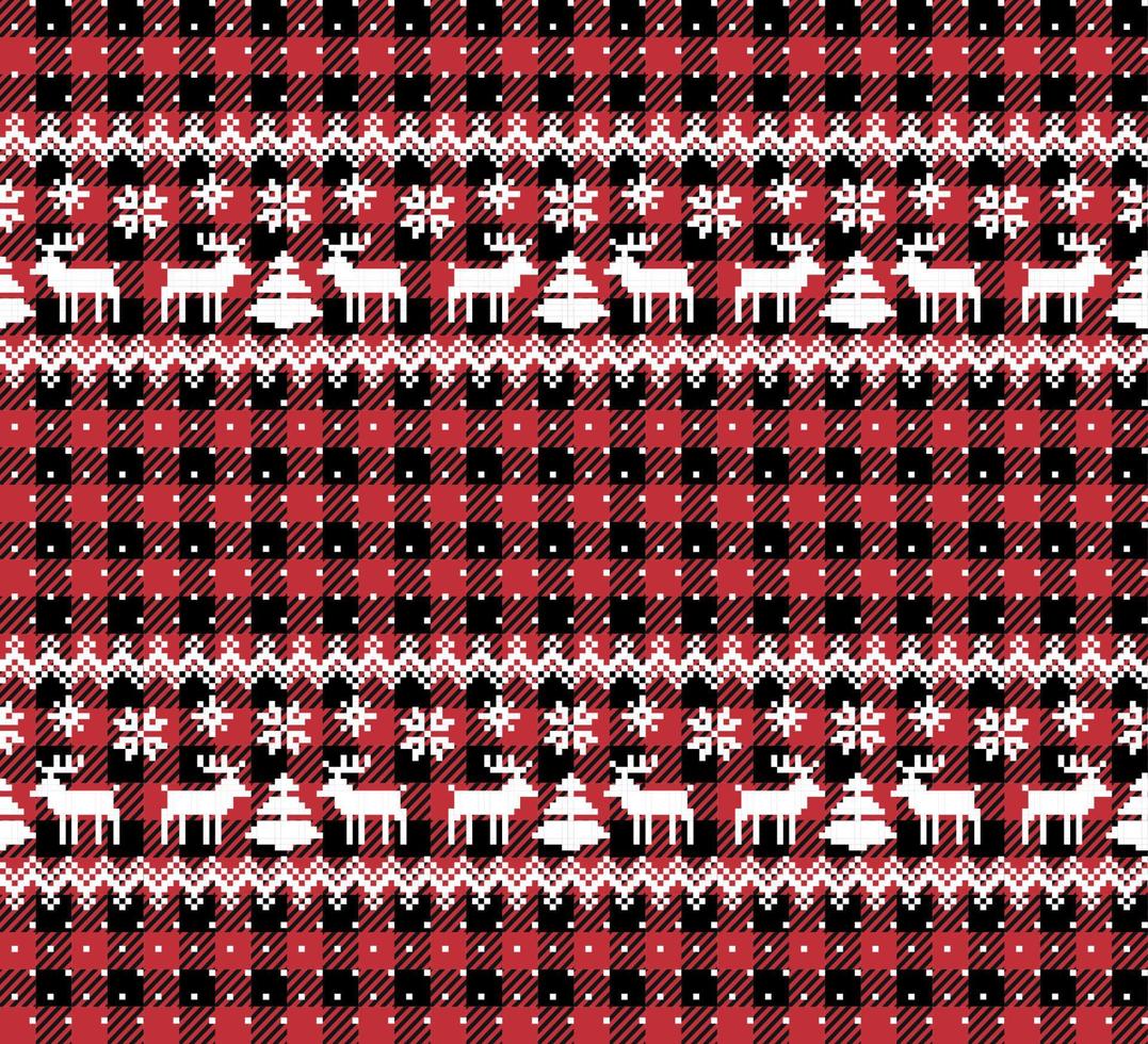 Christmas and New Year pattern at Buffalo Plaid. Festive background for design and print vector