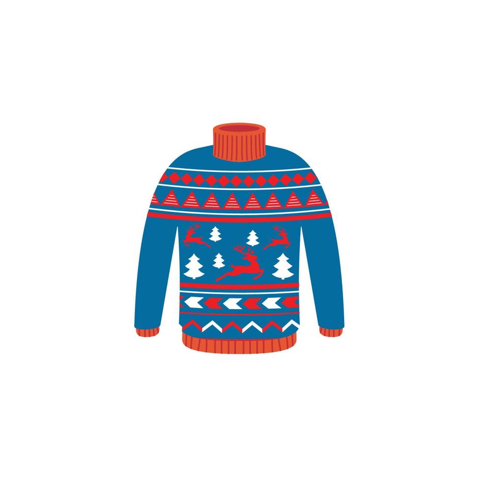 vector suéteres feos para la fiesta de navidad. jerséis de punto con estampados invernales esp