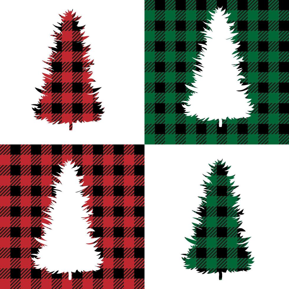 patrón de árbol en cuadros de búfalo. fondo festivo para diseño e impresión vector