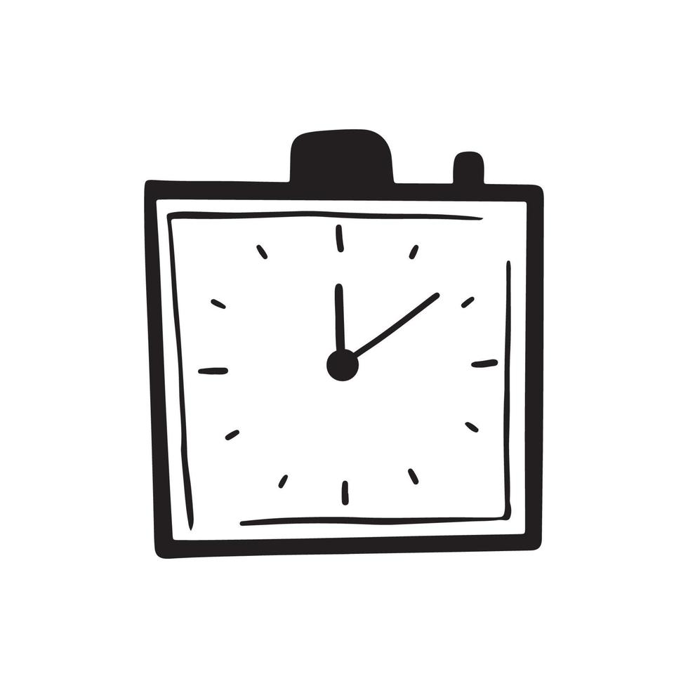 reloj despertador retro simple dibujado a mano vector