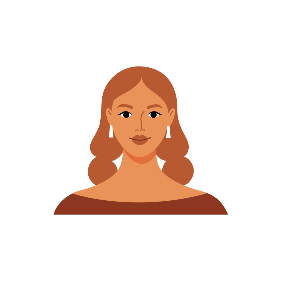 Smiling female character avatar. Flat vector illustration.