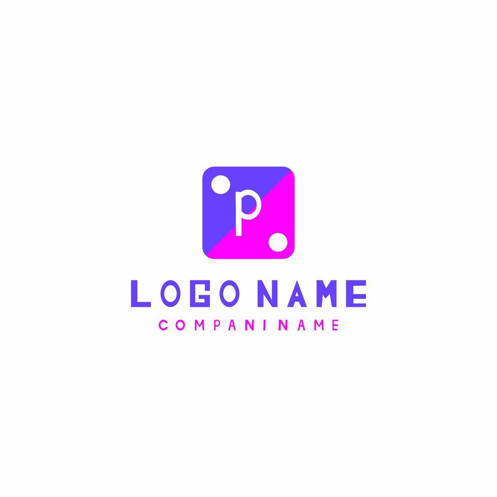 initial p logo vector with box and white background eps file