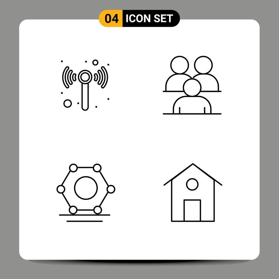 Universal Icon Symbols Group of 4 Modern Filledline Flat Colors of technology network business group home Editable Vector Design Elements