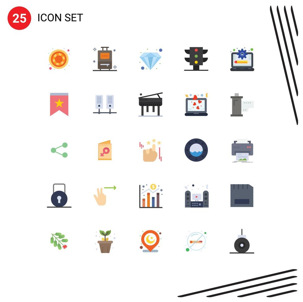 25 iconos creativos, signos y símbolos modernos de decoración, sistema de gestión de valores de progreso, elementos de diseño de vectores editables para portátiles