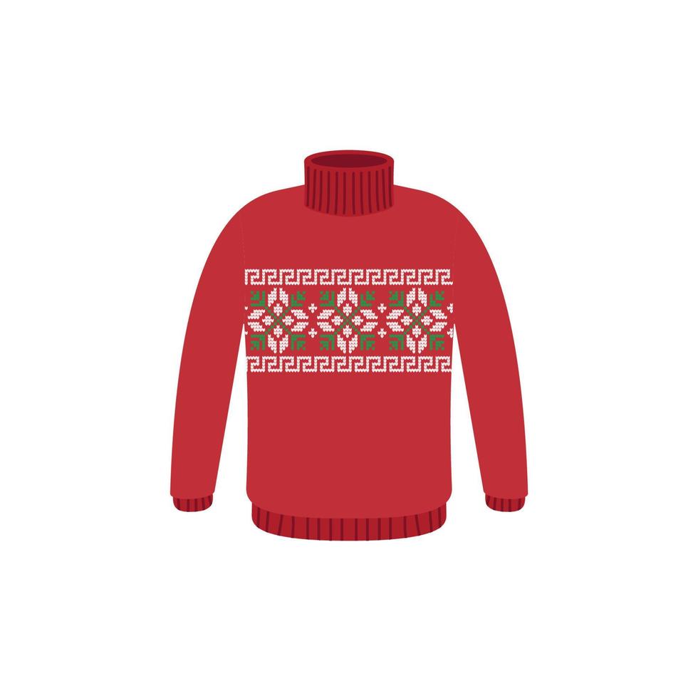 Vector ugly sweaters for Christmas party. Knitted jumpers with winter patterns esp