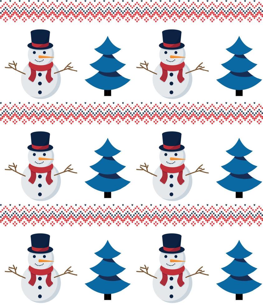 patrón de punto de navidad y año nuevo en muñecos de nieve. diseño de suéter de punto de lana. papel de envolver papel estampado textil. eps 10 vector