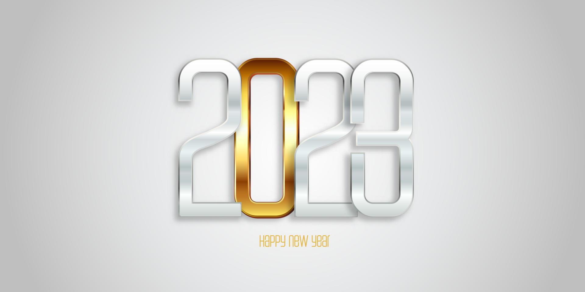 Modern Happy New Year background with metallic numbers vector