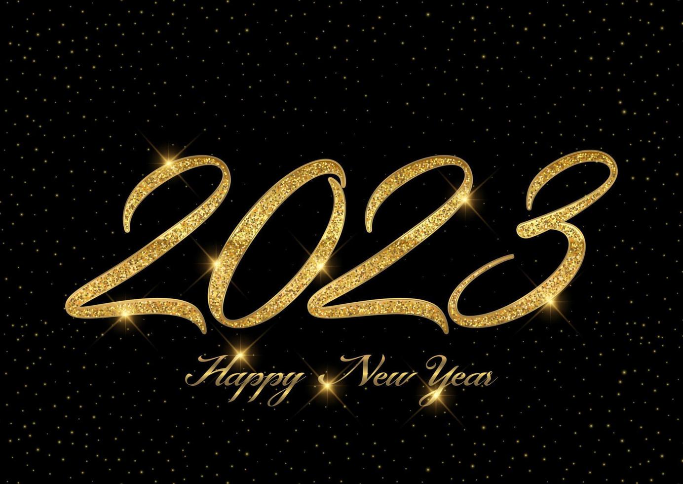 Glittery gold Happy New Year background vector