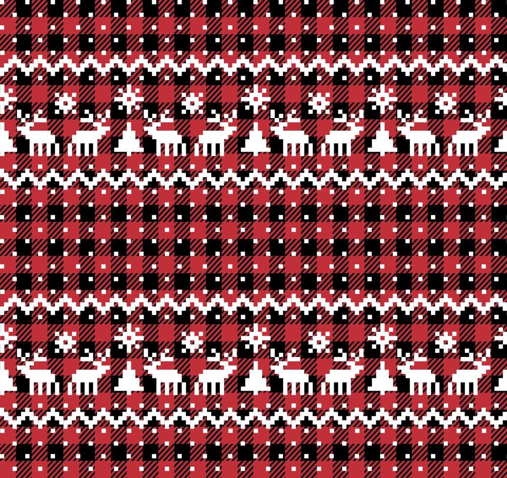 Christmas and New Year pattern at Buffalo Plaid. Festive background for design and print vector