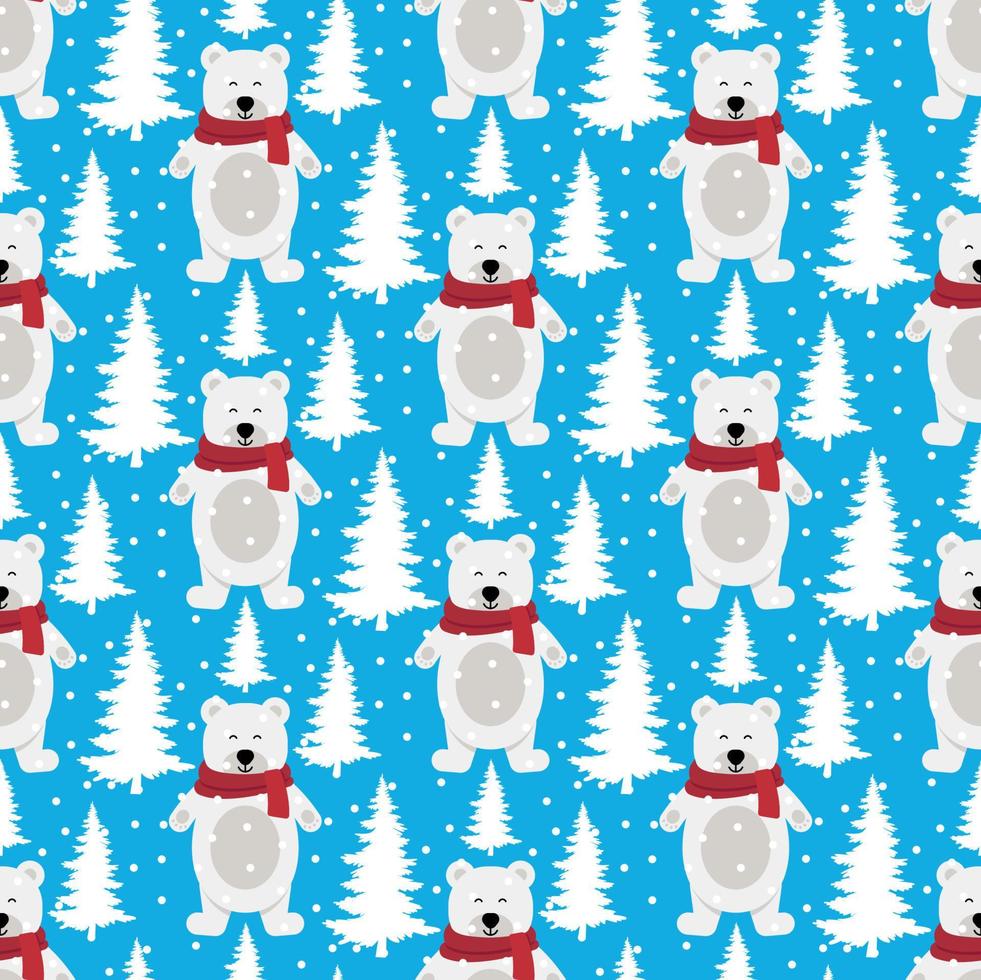Vector festive Christmas or New Year seamless pattern in bears