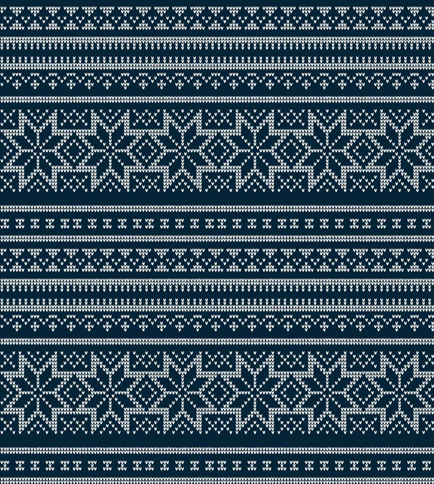 Knitted Christmas and New Year pattern. Wool Knitting Sweater Design. Wallpaper wrapping paper textile print. vector