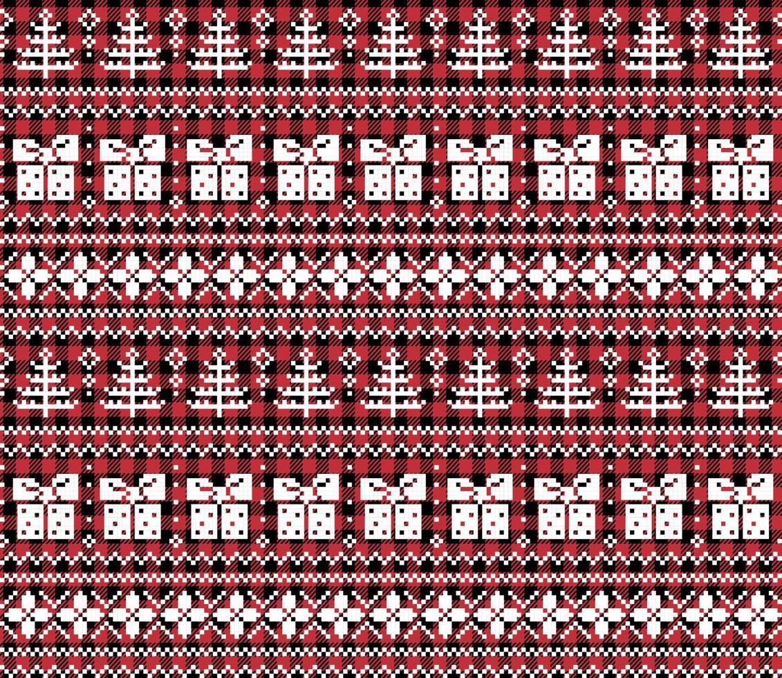Christmas and New Year pattern at Buffalo Plaid. Festive background for design and print vector