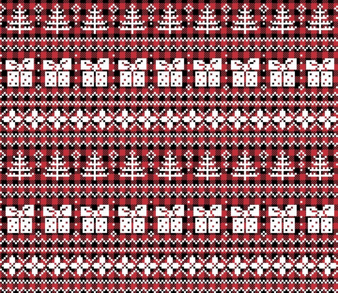 Christmas and New Year pattern at Buffalo Plaid. Festive background for design and print vector