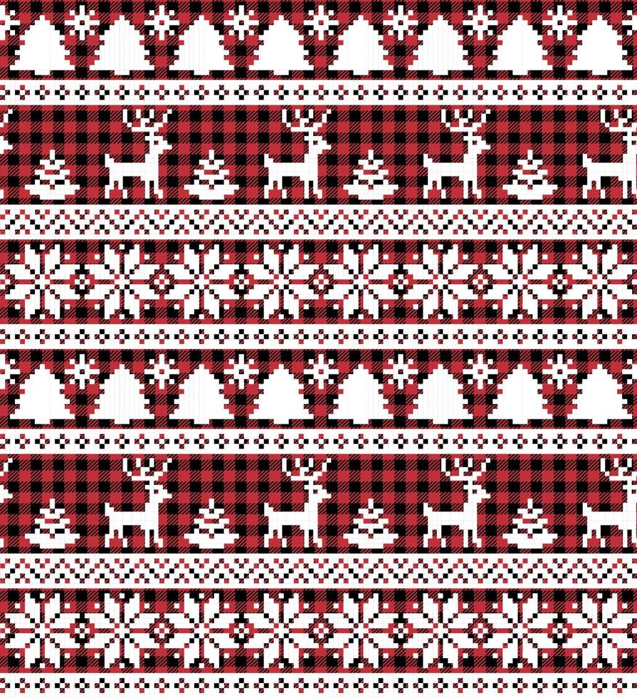 Christmas and New Year pattern at Buffalo Plaid. Festive background for design and print vector