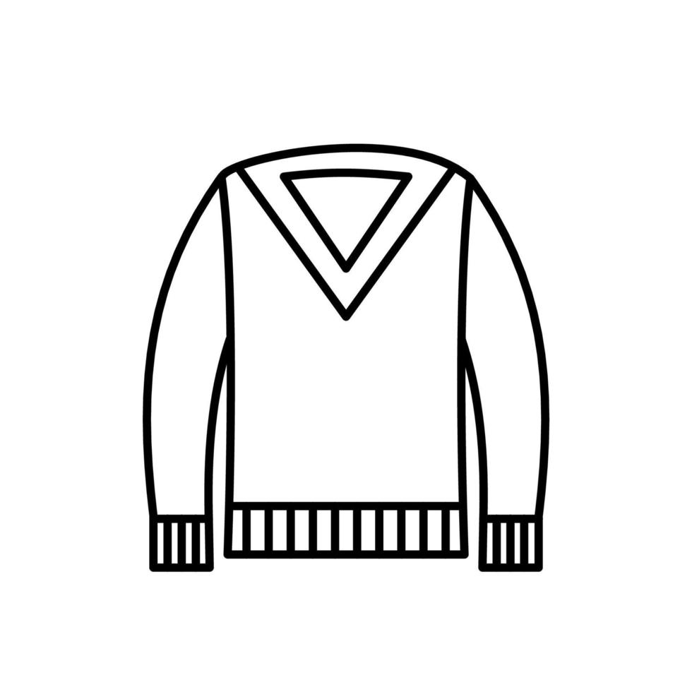 Outline, simple vector sweater icon isolated on white background.