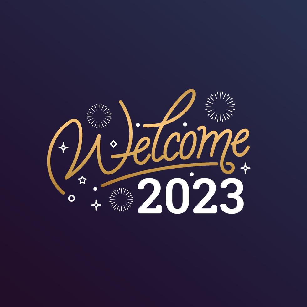 bienvenido 2023 con estilo de tipografía de letras para la ilustración de vector de tarjeta de felicitación