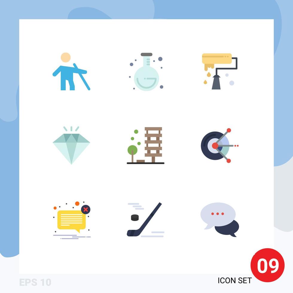 paquete de iconos vectoriales de stock de 9 signos y símbolos de línea para la arquitectura de la ciudad pincel agricultura joya elementos de diseño vectorial editables vector