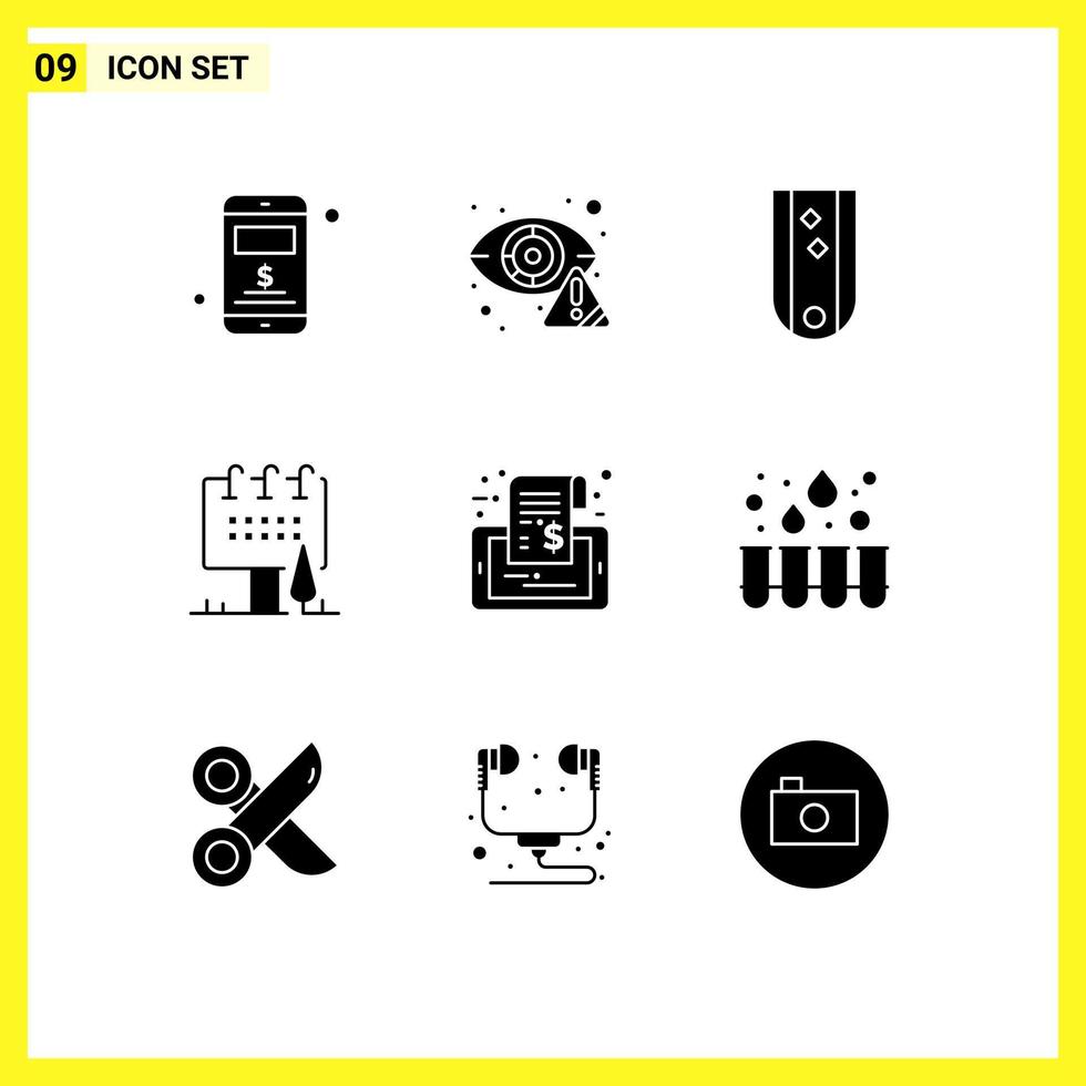 Set of 9 Vector Solid Glyphs on Grid for commercial board diamonds billboard striped Editable Vector Design Elements