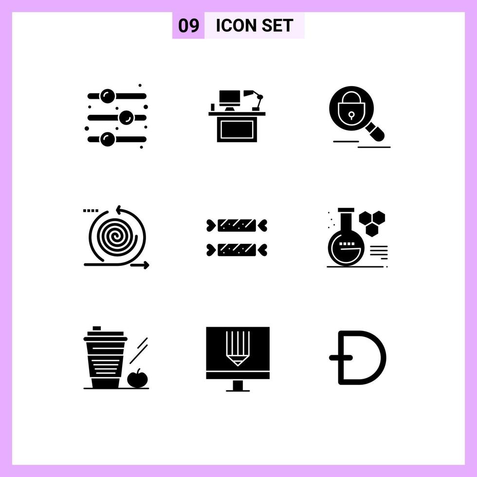 Set of 9 Commercial Solid Glyphs pack for iteration business office internet research Editable Vector Design Elements