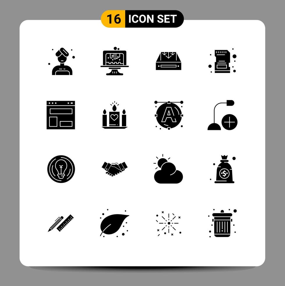 16 Creative Icons Modern Signs and Symbols of blog layout sd mail memory parcel Editable Vector Design Elements