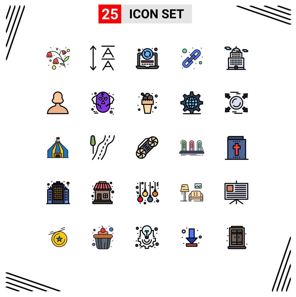 Universal Icon Symbols Group of 25 Modern Filled line Flat Colors of avatar government coding building logical linking Editable Vector Design Elements