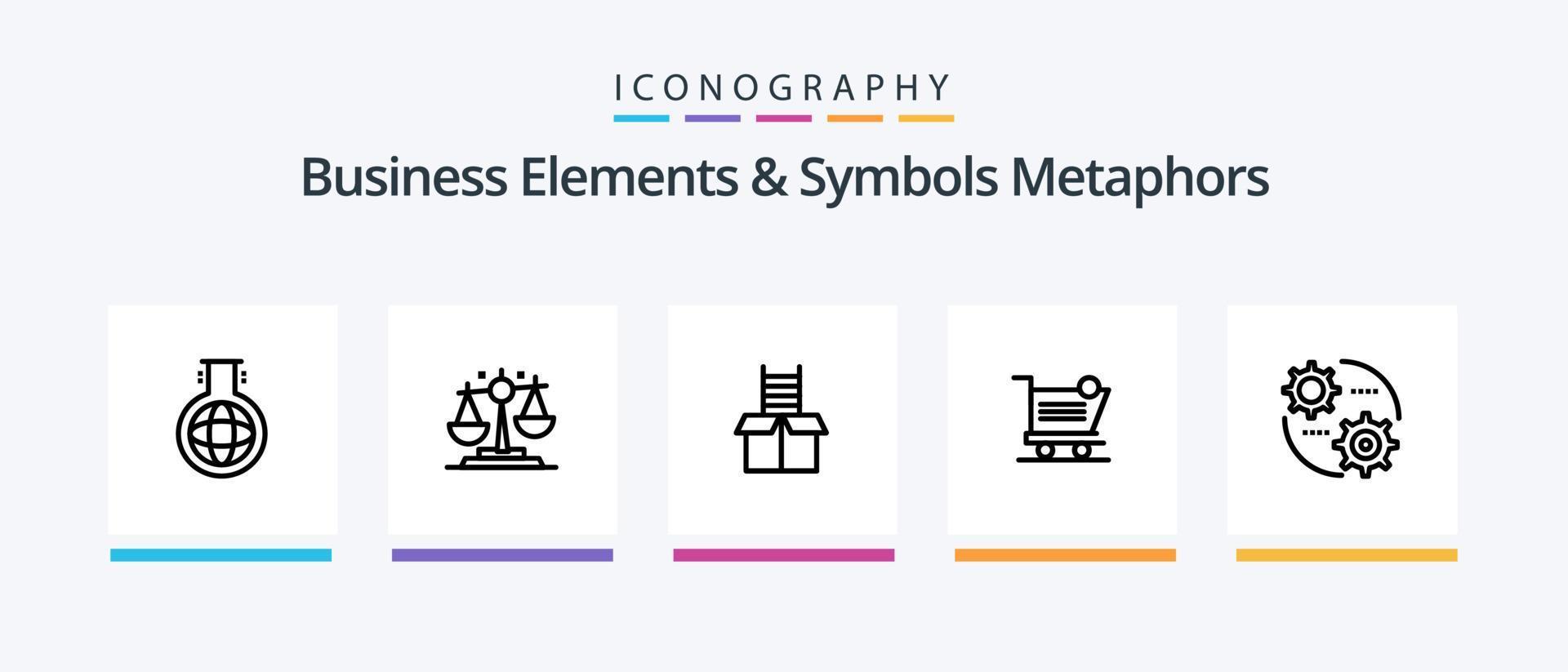 Business Elements And Symbols Metaphors Line 5 Icon Pack Including travel. filled. id. balloon. air. Creative Icons Design vector