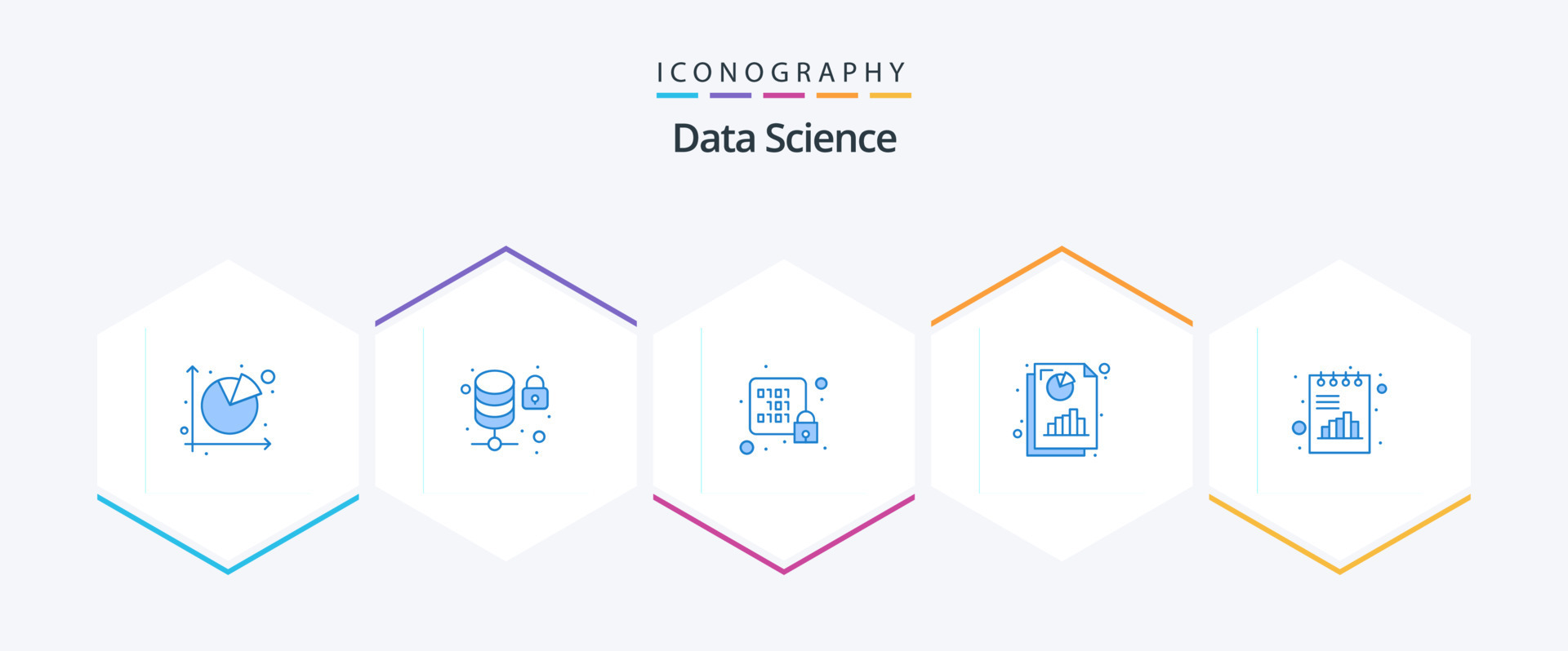 Data Science 25 Blue icon pack including graph. analytics. server. page ...