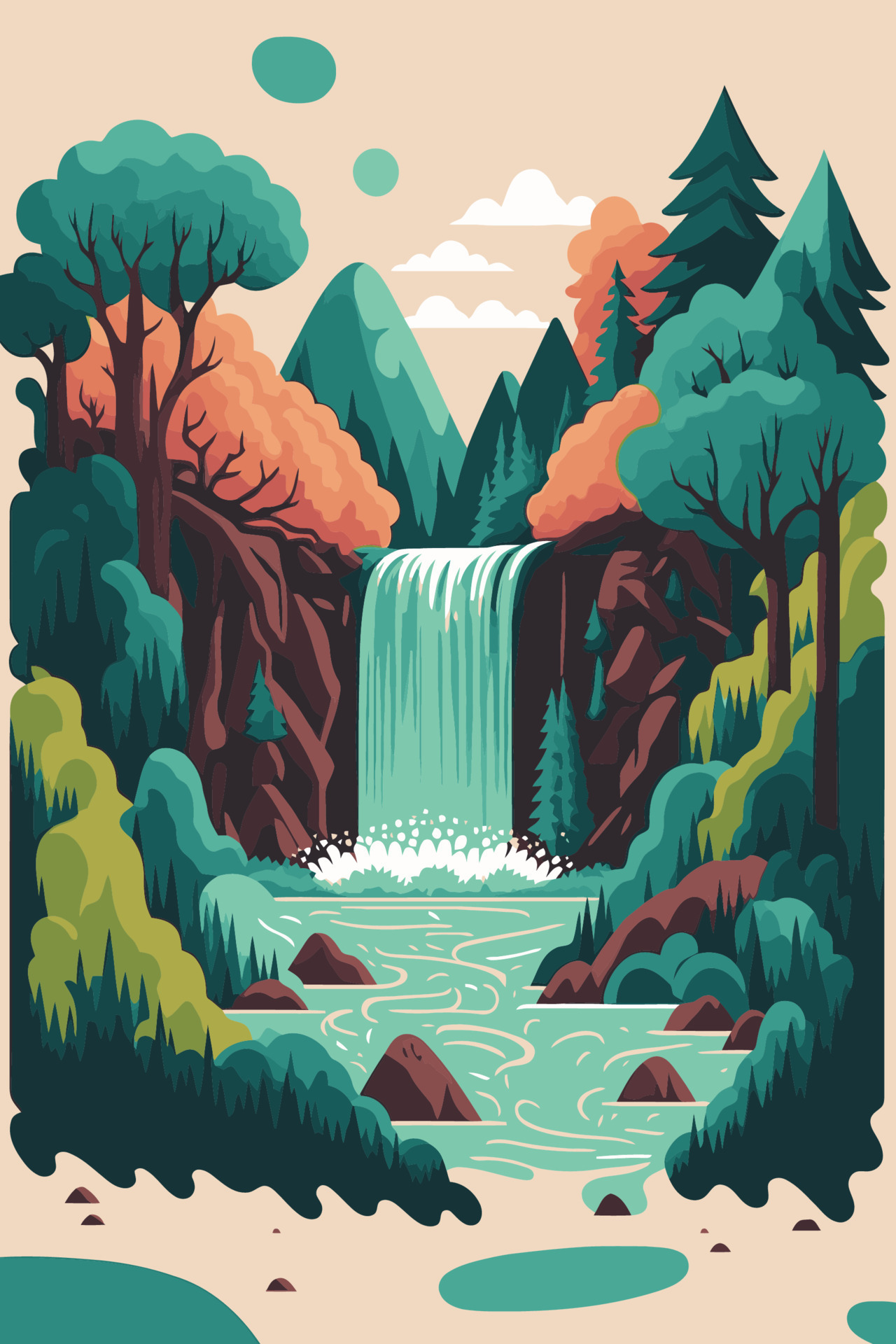 Waterfall Drawing Vector Art, Icons, and Graphics for Free Download