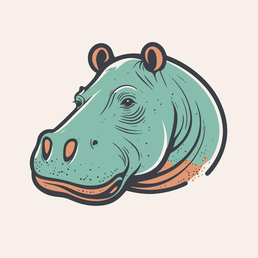 hippo character logo mascot wild animal hippopotamus in vector cartoon