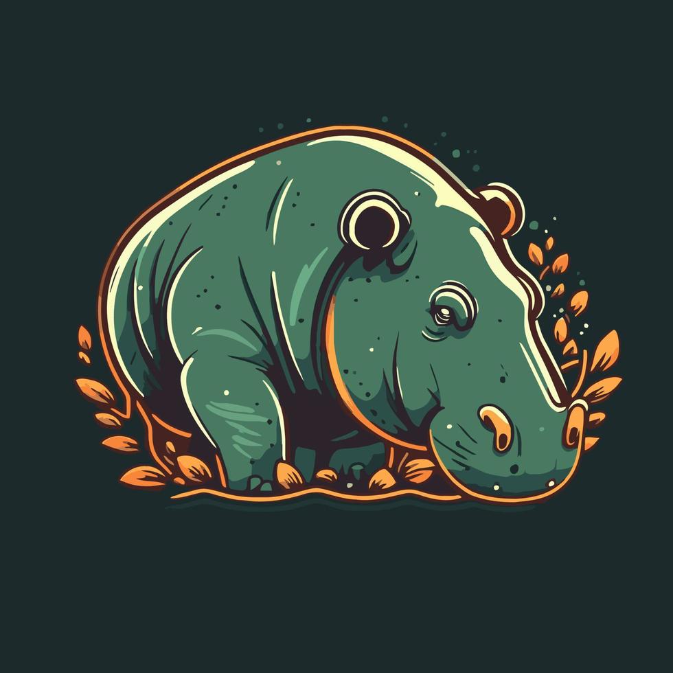 hippo character logo mascot wild animal hippopotamus in vector cartoon