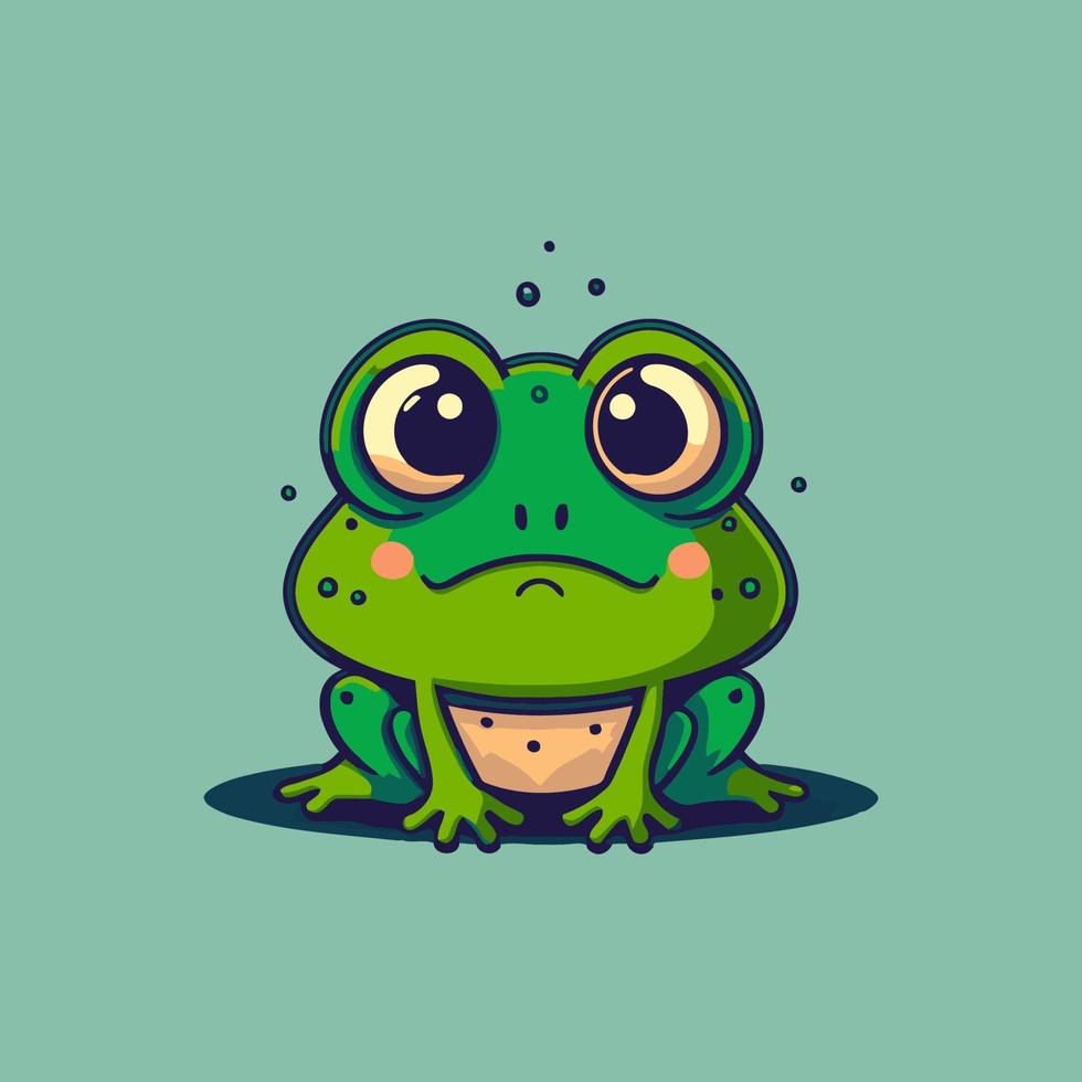diseño de mascota de logotipo de personaje de rana verde en dibujos animados para marca comercial vector