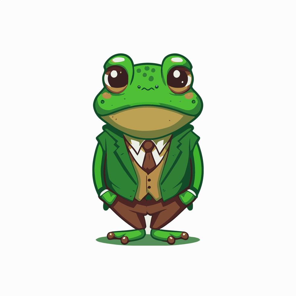 green frog  character logo mascot design in cartoon for business branding vector